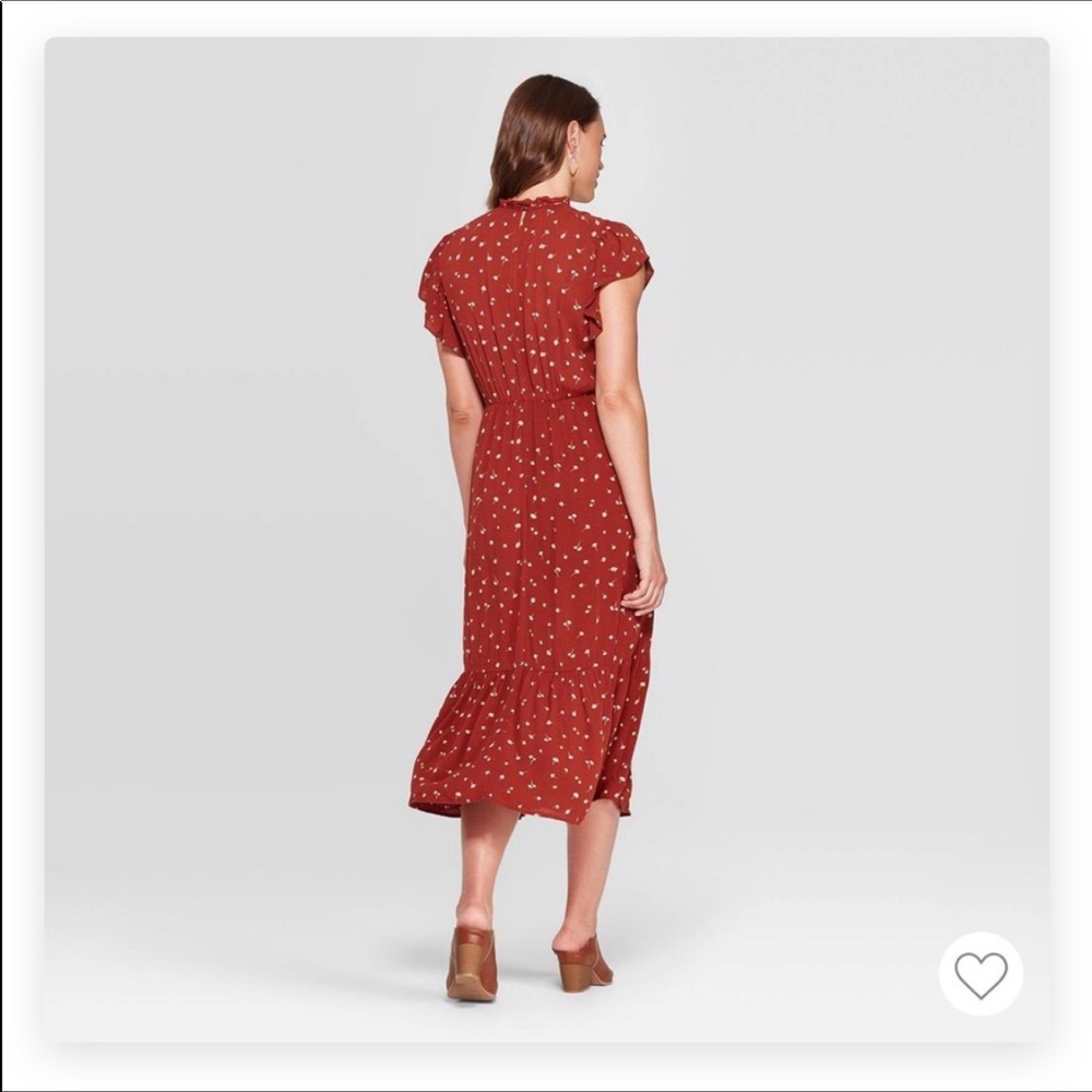 Universal Thread Rust Red Floral Midi Dress - Picture 2 of 8
